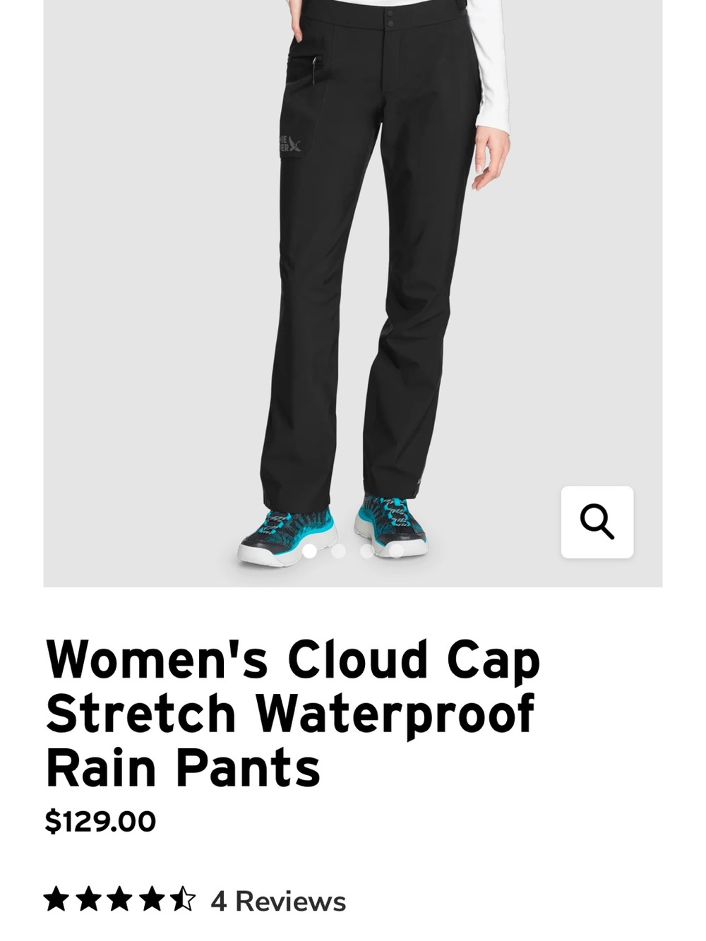 Eddie Bauer Women's Cloud Cap Stretch Waterproof Rain Pants - Black